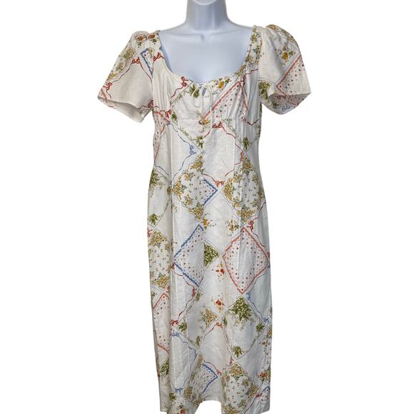 Reformation Linen Pierce Dress Size 8 Floral Midi - Picture 2 of 16